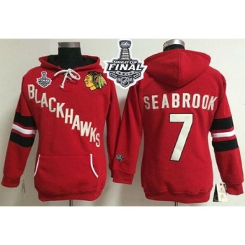 Chicago Blackhawks #7 Brent Seabrook Red Women's Old Time Heidi 2015 Stanley Cup NHL Hoodie