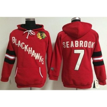 Chicago Blackhawks #7 Brent Seabrook Red Women's Old Time Heidi NHL Hoodie Chicago Blackhawks #7 Brent Seabrook Red Women's Old Time Heidi NHL Hoodie