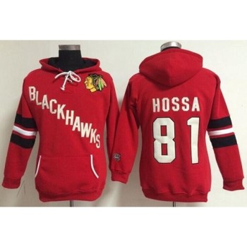 Chicago Blackhawks #81 Marian Hossa Red Women's Old Time Heidi NHL Hoodie Chicago Blackhawks #81 Marian Hossa Red Women's Old Time Heidi NHL Hoodie