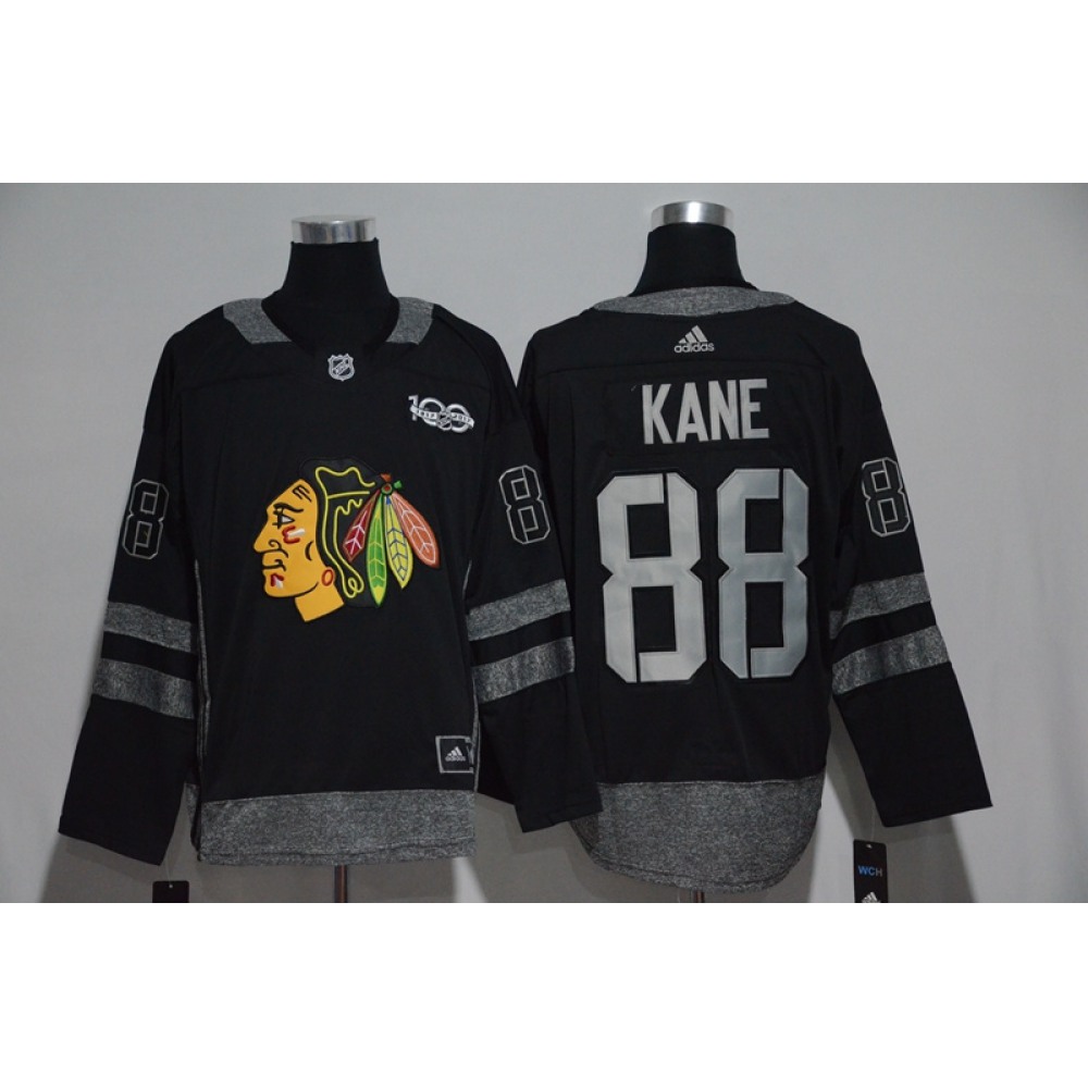 Chicago Blackhawks #88 Patrick Kane Black Men's 1917-2017 100th Anniversary  Stitched NHL Jersey