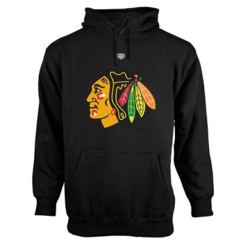 Chicago Blackhawks Old Time Hockey Big Logo with Crest Pullover Hoodie Black Chicago Blackhawks Old Time Hockey Big Logo with Crest Pullover Hoodie Black