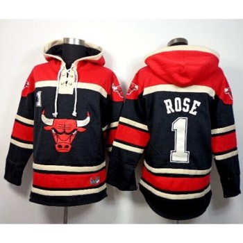 Chicago Bulls #1 Derrick Rose Black Sawyer Hooded Sweatshirt NBA Hoodie Chicago Bulls #1 Derrick Rose Black Sawyer Hooded Sweatshirt NBA Hoodie