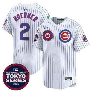 Men's Chicago Cubs #2 Nico Hoerner White Tokyo 2025 Cool Base Stitched Baseball Jersey Men's Chicago Cubs #2 Nico Hoerner White Tokyo 2025 Cool Base Stitched Baseball Jersey