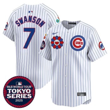 Youth Chicago Cubs #7 Dansby Swanson White Tokyo 2025 Cool Base Stitched Baseball Jersey Youth Chicago Cubs #7 Dansby Swanson White Tokyo 2025 Cool Base Stitched Baseball Jersey