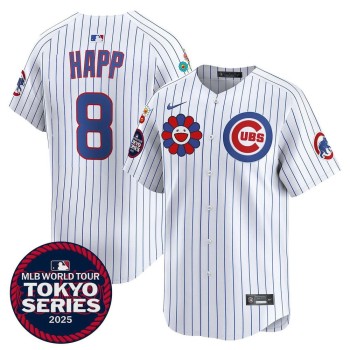 Men's Chicago Cubs #8 Ian Happ White Tokyo 2025 Cool Base Stitched Baseball Jersey Men's Chicago Cubs #8 Ian Happ White Tokyo 2025 Cool Base Stitched Baseball Jersey