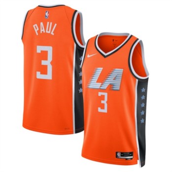 Men's Los Angeles Clippers #3 Chris Paul Orange 2025/26 City Edition Stitched Jersey