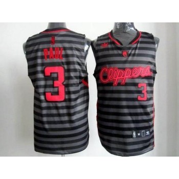 Clippers #3 Chris Paul Black/Grey Groove Stitched NBA Jersey