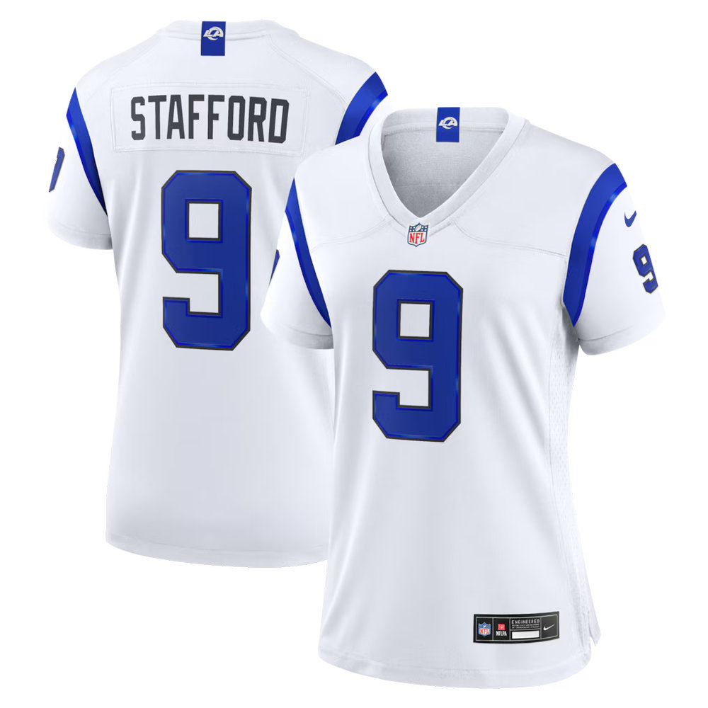 Women's Los Angeles Rams #9 Matthew Stafford Nike Fearsome White Game Jersey