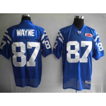 Colts #87 Reggie Wayne Blue With Super Bowl Patch Stitched Youth NFL Jersey