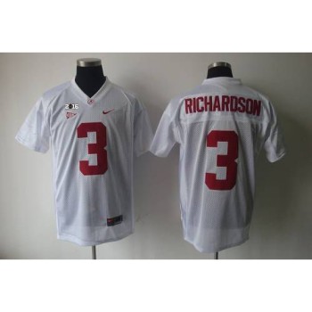 Crimson Tide #3 Trent Richardson White 2016 College Football Playoff National Championship Patch Stitched NCAA Jersey