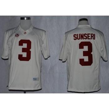Crimson Tide #3 Vinnie Sunseri White Limited Stitched NCAA Jersey