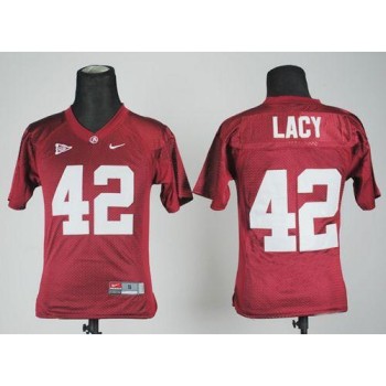 Crimson Tide #42 Eddie Lacy Red Stitched Youth NCAA Jersey