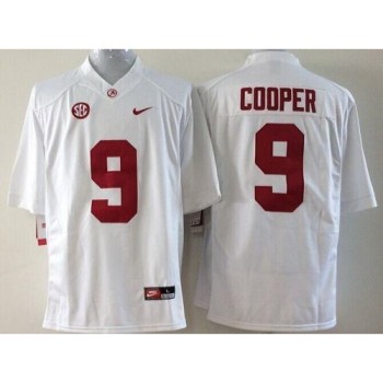 Crimson Tide #9 Amari Cooper White SEC Patch Stitched Youth NCAA Jersey