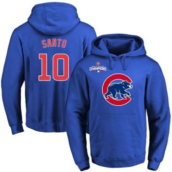 Cubs #10 Ron Santo Blue 2016 World Series Champions Primary Logo Pullover MLB Hoodie Cubs #10 Ron Santo Blue 2016 World Series Champions Primary Logo Pullover MLB Hoodie