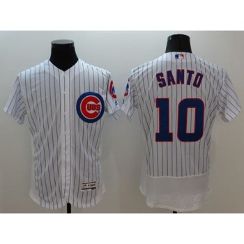 Cubs #10 Ron Santo White Flexbase Authentic Collection Stitched MLB Jersey