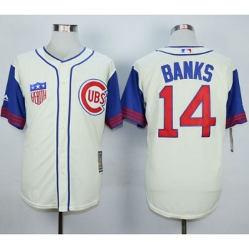 Cubs #14 Ernie Banks Cream/Blue 1942 Turn Back The Clock Stitched MLB Jersey Cubs #14 Ernie Banks Cream/Blue 1942 Turn Back The Clock Stitched MLB Jersey