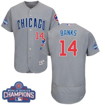 Cubs #14 Ernie Banks Grey Flexbase Authentic Collection Road 2016 World Series Champions Stitched MLB Jersey Cubs #14 Ernie Banks Grey Flexbase Authentic Collection Road 2016 World Series Champions Stitched MLB Jersey
