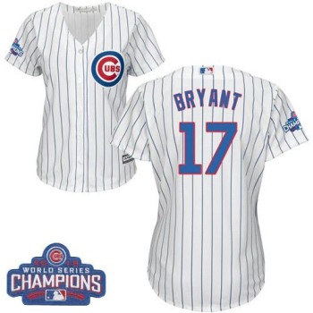 Cubs #17 Kris Bryant White(Blue Strip) Home 2016 World Series Champions Women's Stitched MLB Jersey Cubs #17 Kris Bryant White(Blue Strip) Home 2016 World Series Champions Women's Stitched MLB Jersey