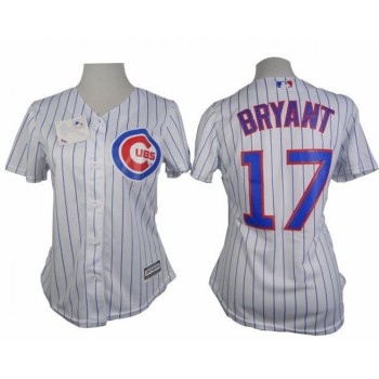 Cubs #17 Kris Bryant White(Blue Strip) Women's Fashion Stitched MLB Jersey Cubs #17 Kris Bryant White(Blue Strip) Women's Fashion Stitched MLB Jersey