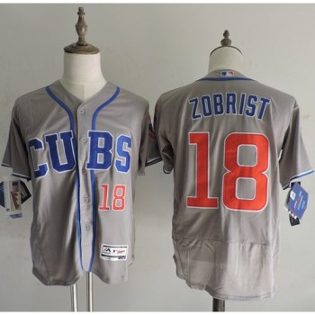 Cubs #18 Ben Zobrist Grey Flexbase Authentic Collection Alternate Road Stitched MLB Jersey Cubs #18 Ben Zobrist Grey Flexbase Authentic Collection Alternate Road Stitched MLB Jersey