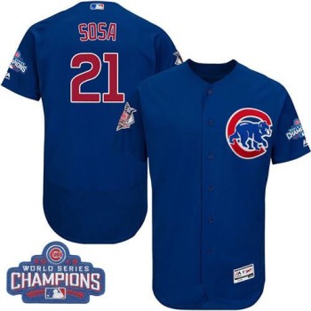 Cubs #21 Sammy Sosa Blue Flexbase Authentic Collection 2016 World Series Champions Stitched MLB Jersey Cubs #21 Sammy Sosa Blue Flexbase Authentic Collection 2016 World Series Champions Stitched MLB Jersey
