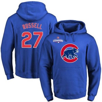 Cubs #27 Addison Russell Blue 2016 World Series Champions Primary Logo Pullover MLB Hoodie Cubs #27 Addison Russell Blue 2016 World Series Champions Primary Logo Pullover MLB Hoodie