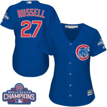 Cubs #27 Addison Russell Blue Alternate 2016 World Series Champions Women's Stitched MLB Jersey Cubs #27 Addison Russell Blue Alternate 2016 World Series Champions Women's Stitched MLB Jersey