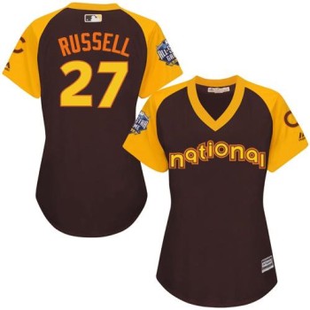 Cubs #27 Addison Russell Brown 2016 All-Star National League Women's Stitched MLB Jersey Cubs #27 Addison Russell Brown 2016 All-Star National League Women's Stitched MLB Jersey