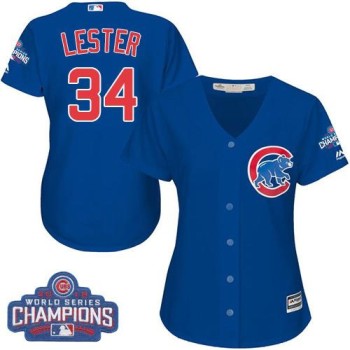 Cubs #34 Jon Lester Blue Alternate 2016 World Series Champions Women's Stitched MLB Jersey Cubs #34 Jon Lester Blue Alternate 2016 World Series Champions Women's Stitched MLB Jersey