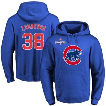 Cubs #38 Carlos Zambrano Blue 2016 World Series Champions Primary Logo Pullover MLB Hoodie Cubs #38 Carlos Zambrano Blue 2016 World Series Champions Primary Logo Pullover MLB Hoodie