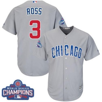 Cubs #3 David Ross Grey Road 2016 World Series Champions Stitched Youth MLB Jersey Cubs #3 David Ross Grey Road 2016 World Series Champions Stitched Youth MLB Jersey