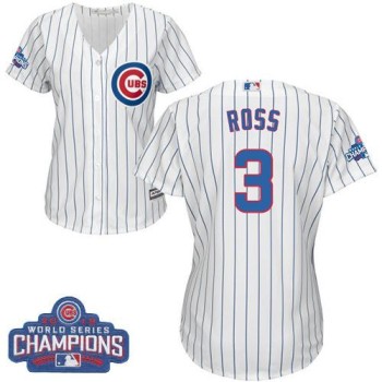 Cubs #3 David Ross White(Blue Strip) Home 2016 World Series Champions Women's Stitched MLB Jersey Cubs #3 David Ross White(Blue Strip) Home 2016 World Series Champions Women's Stitched MLB Jersey