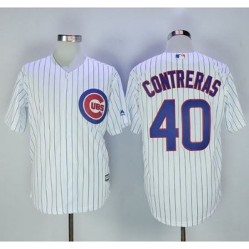 Cubs #40 Willson Contreras White Strip New Cool Base Stitched MLB Jersey