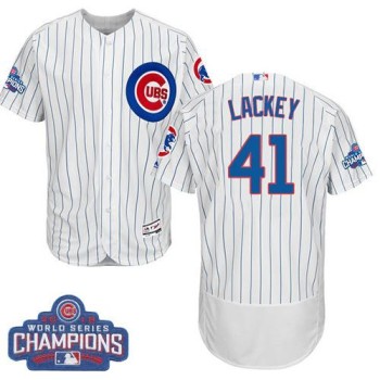 Cubs #41 John Lackey White Flexbase Authentic Collection 2016 World Series Champions Stitched MLB Jersey Cubs #41 John Lackey White Flexbase Authentic Collection 2016 World Series Champions Stitched MLB Jersey