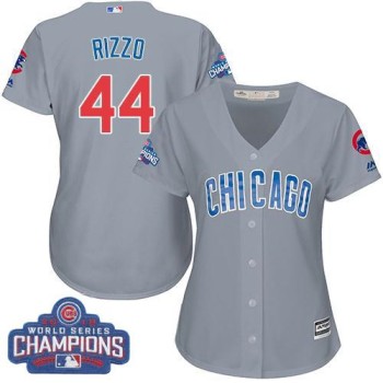 Cubs #44 Anthony Rizzo Grey Road 2016 World Series Champions Women's Stitched MLB Jersey Cubs #44 Anthony Rizzo Grey Road 2016 World Series Champions Women's Stitched MLB Jersey