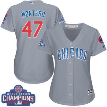 Cubs #47 Miguel Montero Grey Road 2016 World Series Champions Women's Stitched MLB Jersey Cubs #47 Miguel Montero Grey Road 2016 World Series Champions Women's Stitched MLB Jersey