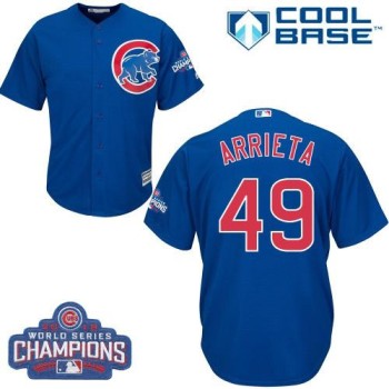 Cubs #49 Jake Arrieta Blue Alternate 2016 World Series Champions Stitched Youth MLB Jersey Cubs #49 Jake Arrieta Blue Alternate 2016 World Series Champions Stitched Youth MLB Jersey