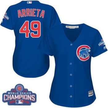 Cubs #49 Jake Arrieta Blue Alternate 2016 World Series Champions Women's Stitched MLB Jersey Cubs #49 Jake Arrieta Blue Alternate 2016 World Series Champions Women's Stitched MLB Jersey