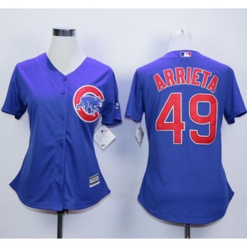 Cubs #49 Jake Arrieta Blue Alternate Women's Stitched MLB Jersey Cubs #49 Jake Arrieta Blue Alternate Women's Stitched MLB Jersey