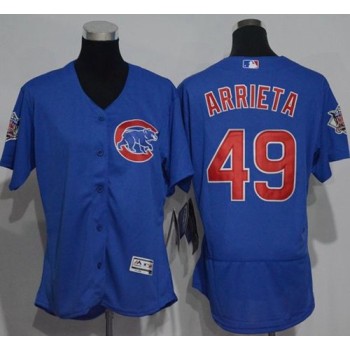 Cubs #49 Jake Arrieta Blue Flexbase Authentic Women's Stitched MLB Jersey Cubs #49 Jake Arrieta Blue Flexbase Authentic Women's Stitched MLB Jersey