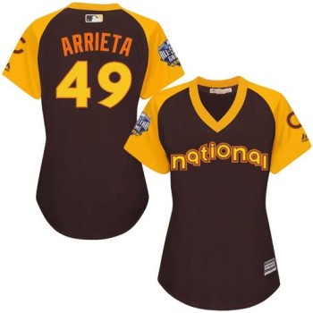 Cubs #49 Jake Arrieta Brown 2016 All-Star National League Women's Stitched MLB Jersey Cubs #49 Jake Arrieta Brown 2016 All-Star National League Women's Stitched MLB Jersey