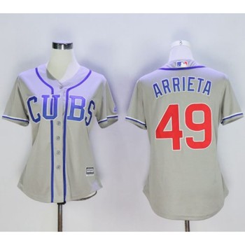 Cubs #49 Jake Arrieta Grey Women's Alternate Road Stitched MLB Jersey Cubs #49 Jake Arrieta Grey Women's Alternate Road Stitched MLB Jersey