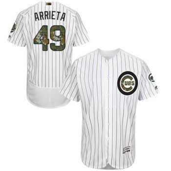 Cubs #49 Jake Arrieta White(Blue Strip) Flexbase Authentic Collection 2016 Memorial Day Stitched MLB Jersey Cubs #49 Jake Arrieta White(Blue Strip) Flexbase Authentic Collection 2016 Memorial Day Stitched MLB Jersey