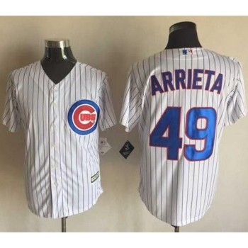 Cubs #49 Jake Arrieta White Strip New Cool Base Stitched MLB Jersey