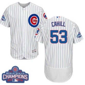 Cubs #53 Trevor Cahill White Flexbase Authentic Collection 2016 World Series Champions Stitched MLB Jersey Cubs #53 Trevor Cahill White Flexbase Authentic Collection 2016 World Series Champions Stitched MLB Jersey