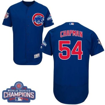 Cubs #54 Aroldis Chapman Blue Flexbase Authentic Collection 2016 World Series Champions Stitched MLB Jersey Cubs #54 Aroldis Chapman Blue Flexbase Authentic Collection 2016 World Series Champions Stitched MLB Jersey