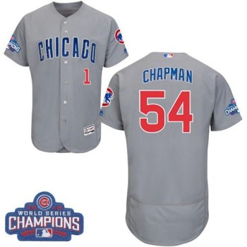 Cubs #54 Aroldis Chapman Grey Flexbase Authentic Collection Road 2016 World Series Champions Stitched MLB Jersey Cubs #54 Aroldis Chapman Grey Flexbase Authentic Collection Road 2016 World Series Champions Stitched MLB Jersey