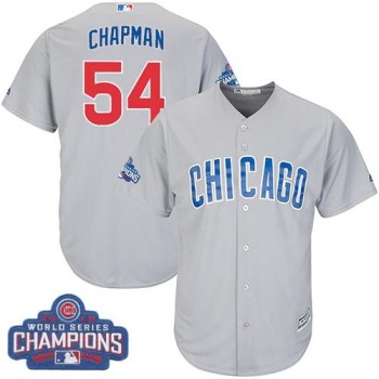 Cubs #54 Aroldis Chapman Grey Road 2016 World Series Champions Stitched Youth MLB Jersey Cubs #54 Aroldis Chapman Grey Road 2016 World Series Champions Stitched Youth MLB Jersey