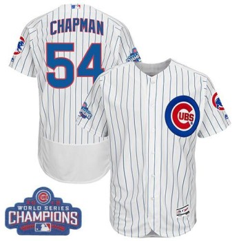 Cubs #54 Aroldis Chapman White Flexbase Authentic Collection 2016 World Series Champions Stitched MLB Jersey Cubs #54 Aroldis Chapman White Flexbase Authentic Collection 2016 World Series Champions Stitched MLB Jersey