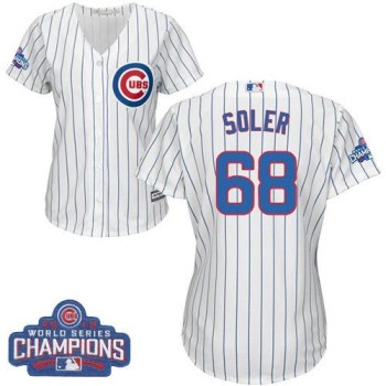 Cubs #68 Jorge Soler White(Blue Strip) Home 2016 World Series Champions Women's Stitched MLB Jersey Cubs #68 Jorge Soler White(Blue Strip) Home 2016 World Series Champions Women's Stitched MLB Jersey